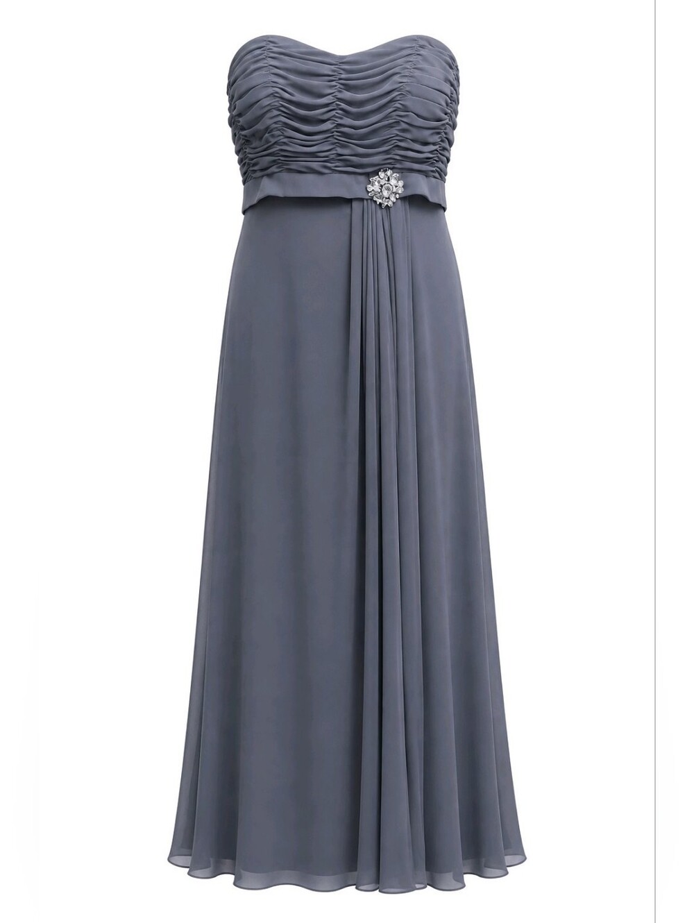 Morilee Chiffon Strapless Evening Gown - Charcoal Size 12 NWT 1021